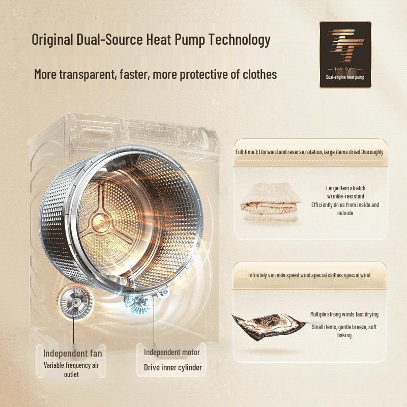 Haier HGY100-F386U1 Dual-Core Heat Pump 3D Antibacterial Drum Dryer