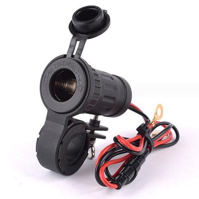 Enchufe de Alimentación para Motocicleta 12V-24V Impermeable con Manillar para Motocicleta con Fusible de 10A y Cable de 60cm