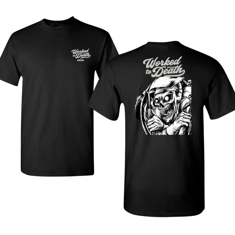 Worked to Death Welding Graphic T Shirt, Skull Welder Back Print with Torch and S разноцветный