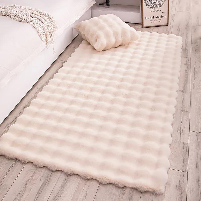 

Fluffy Faux Rabbit Fur Carpet for Bedroom Floor Mat Luxury Plush Area Rug Soft Anti Slip Rugs Kid Room Sofa Decor Washable Rug 40X40CM покинуть белый