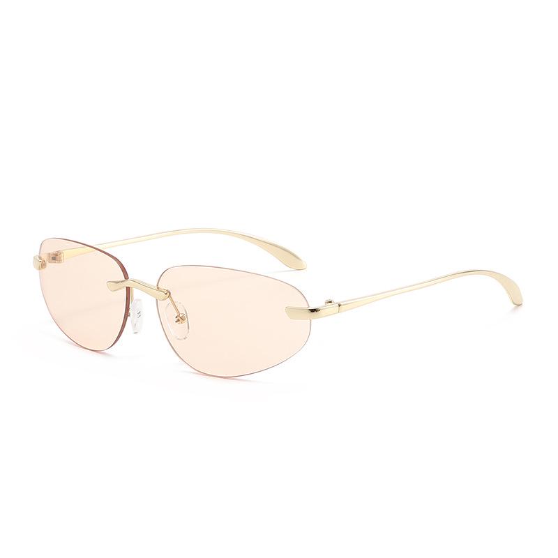 European Retro Frameless Cat Eye Sunglasses – UV Protection, Y2K Style for Women & Men