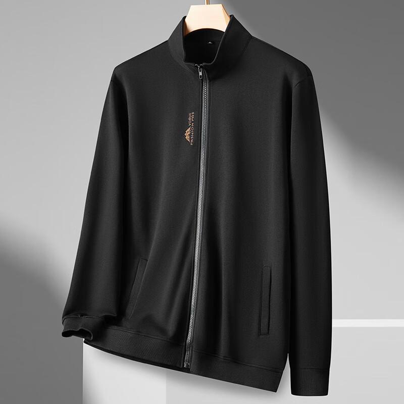 Dibinze Men's Plus Size Cotton Full-Zip Stand Collar Jacket