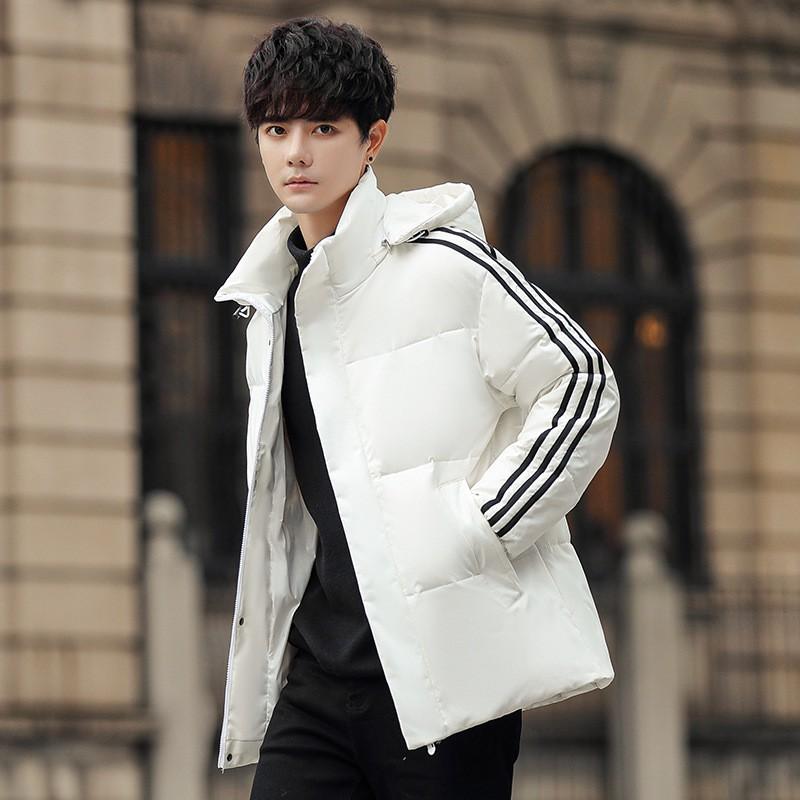 Mens Winter Down Jacket Stand Collar Short Casual White Duck Warm Coat Fashion Urban Style