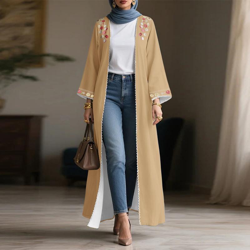 ZANZEA Damen Blumenmuster Locker Lässig Langarm Langer Cardigan Bluse