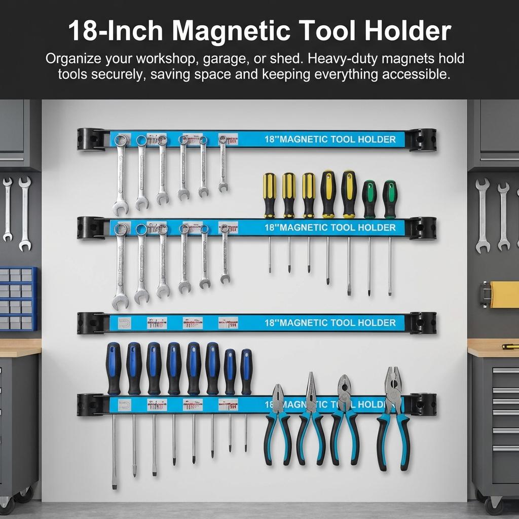 Magnetischer Werkzeughalter 12/18 Zoll Starker Magnetstreifen für Metallwerkzeuge Garage Werkstatt Aufbewahrungs-Organizer Mit Befestigungsmaterial