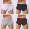 Men Sexy Boxer Underwear Low-rise Elastic Waistband Boxer Briefs Solid Color Full Hip
