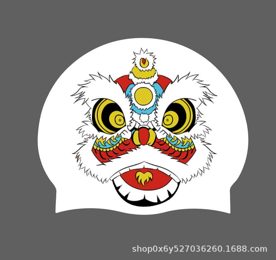 Women's Long Hair Silicone Swim Cap with Racing Pattern for Large Sizes