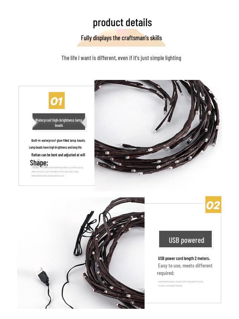 Starry LED Vine Lights: Colorful Wall Decorations for Living Room, Bedroom, and Holiday Atmosphere.