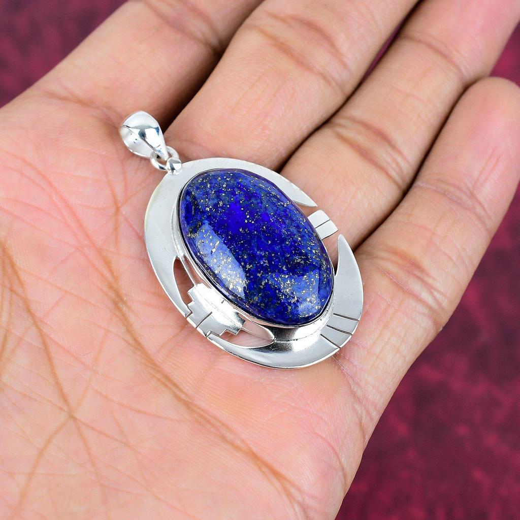 Lapis Lazuli Pendant Handmade Gemstone Jewelry, 925 Solid Sterling Silver Pendant ,Unique Design Jewelry Pendant