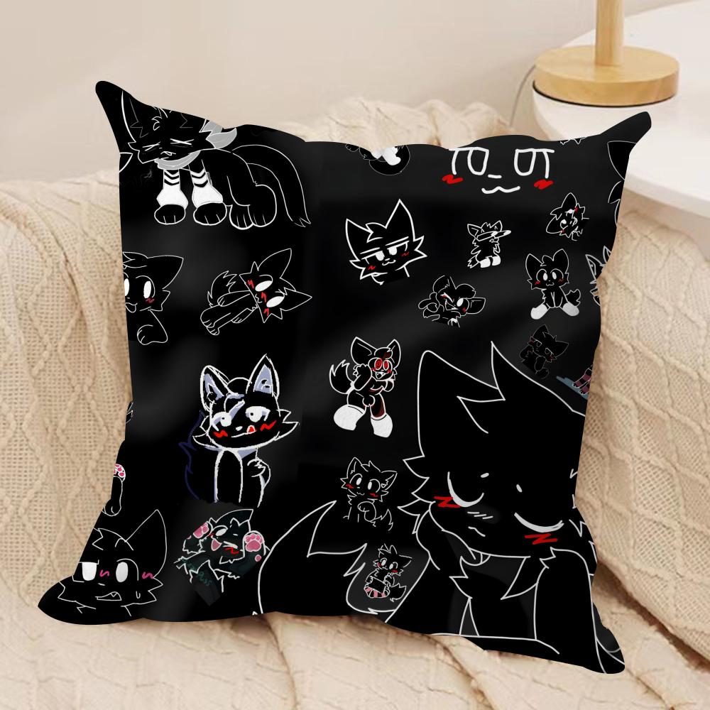 Anime Boykisser Silly Cat Cushion Cover Silky Short Plush DoubleSided Printed Pillow Case for Sofa All Seasons Home Decor Gift