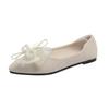 Bow Women Shallow Shoes Bead Pointed Toe Elegant Soft Flats Designer Shoes  Trend Winter Fad Dress Party Chaussures Ladies
