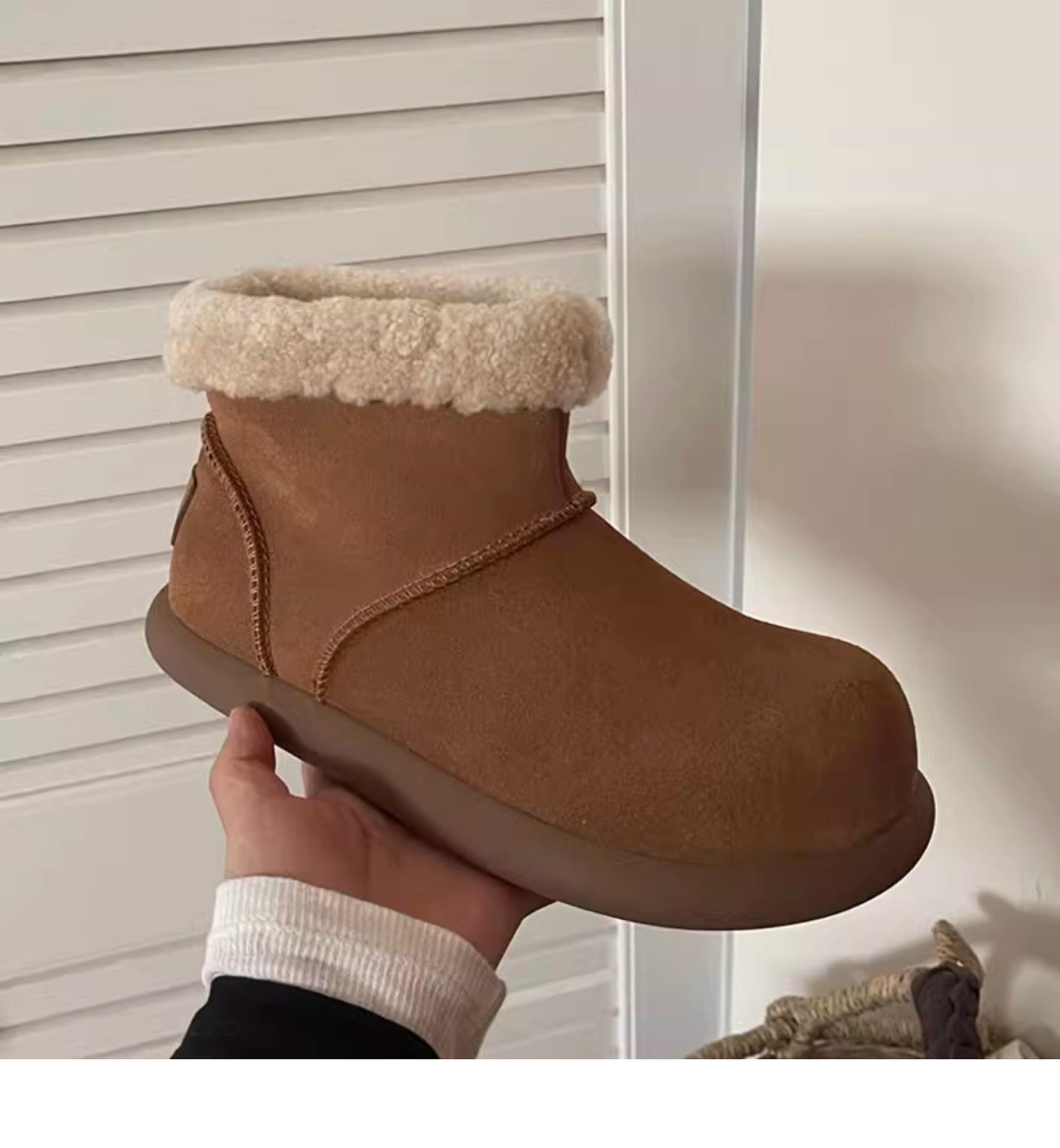 

Маленькие картофельные угги из овчины, зимние новинки 2024 года, короткие ботинки на плоской подошве из флиса из овечьей шерсти 35