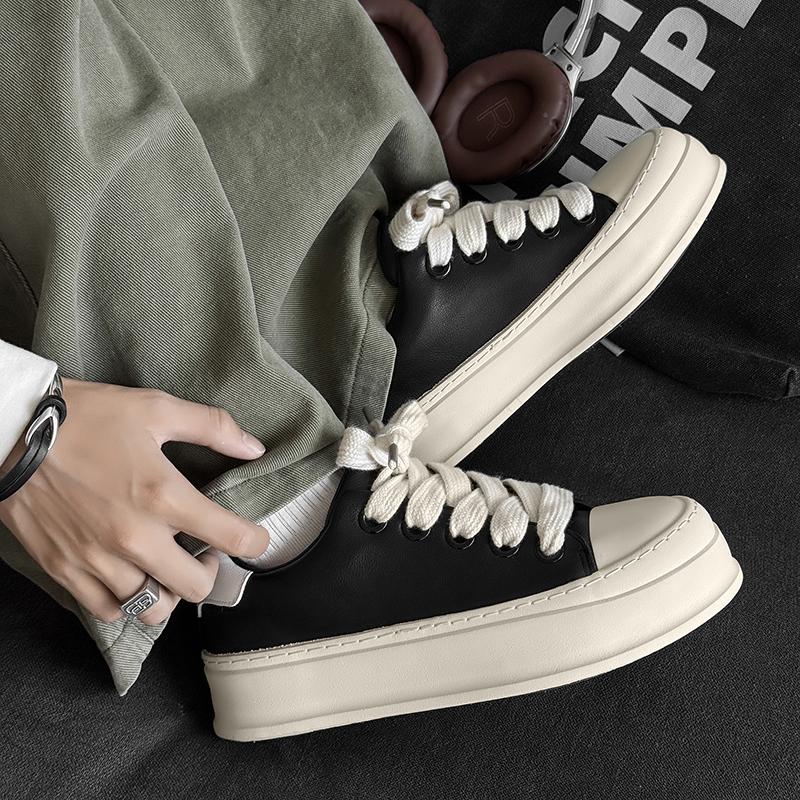 Fashion 2025 New Male Comfortable Sneakers Lace-Up All-match Flats Leather Fashion Skate Shoes Men Luxury Brand Men Casual Walking Shoes