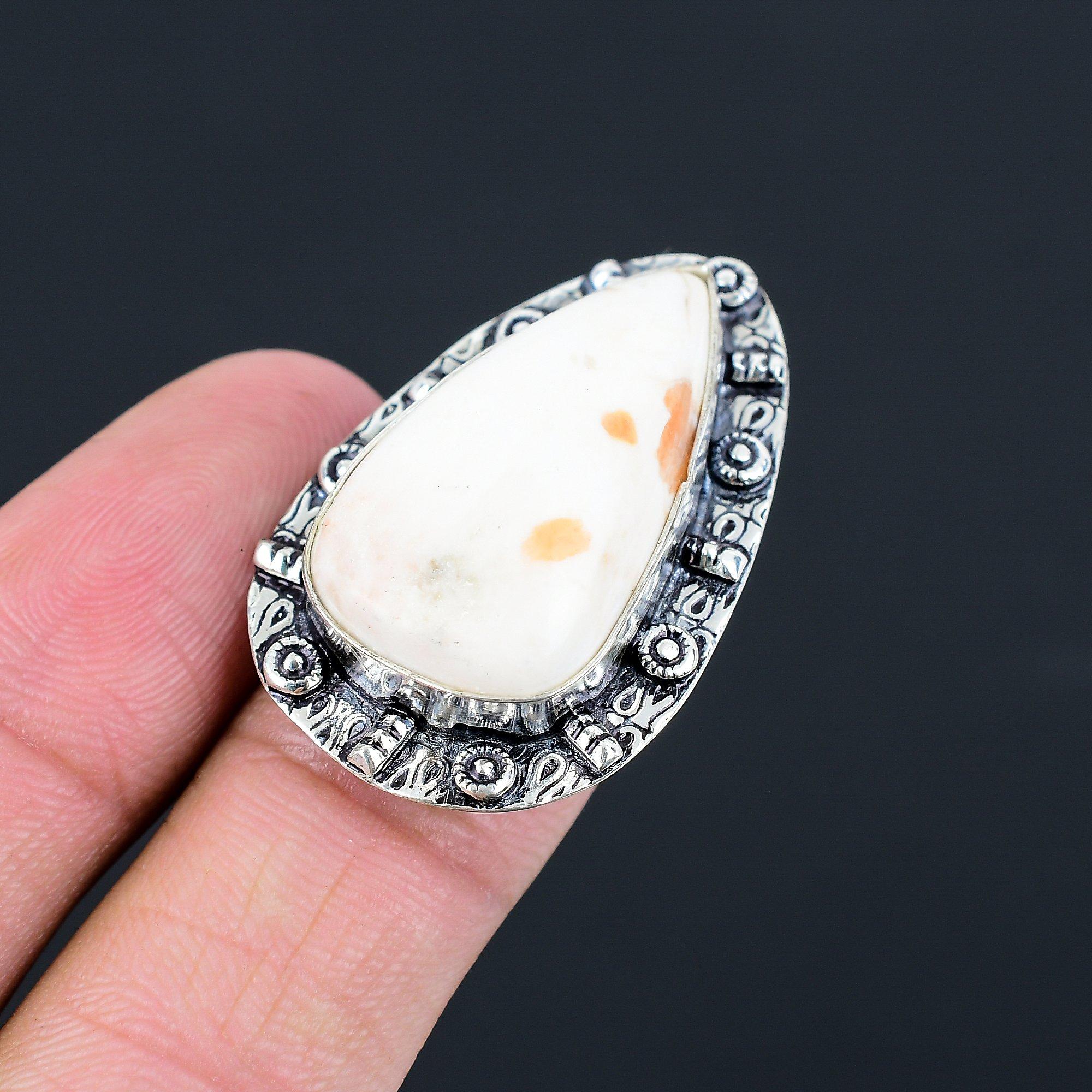 

Сколоціт Камінь Заява Сестра Унікальна каблучка Прикраса Розмір 7 Срібло 925 проби 7