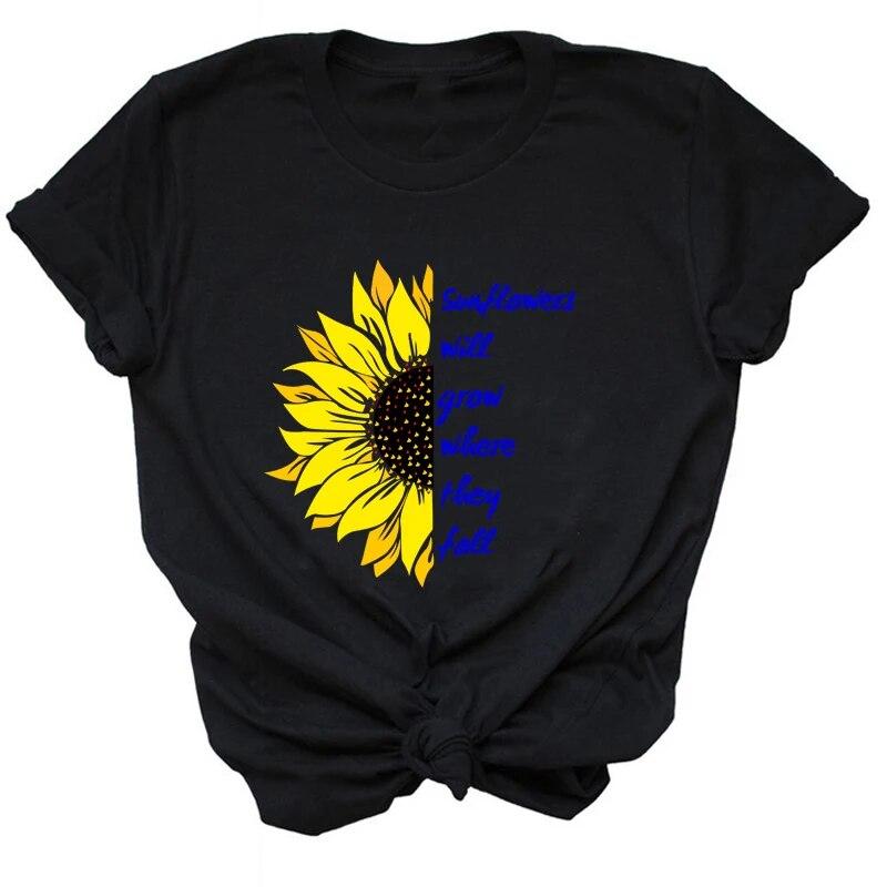 Ukraine Sunflower T-shirt Vintage Ukrainian Lovers Print Graphic T Shirts Women Short Sleeve Y2k Top Casual Tee Shirt Tops Unisex