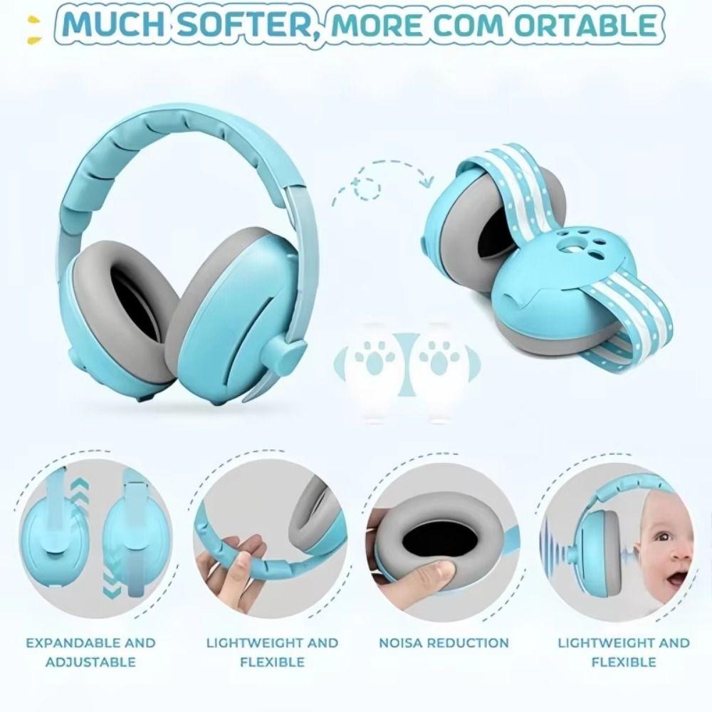 Adjustable Band 2-in-1 Baby Ear Muffs Convertible Design Toddler Noise Reduction Earmuffs  Infant