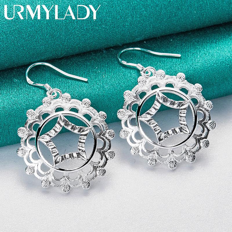 925 Sterling Silber Hohle Blumen Ohrringe für Damen Mode Charm Schmuck