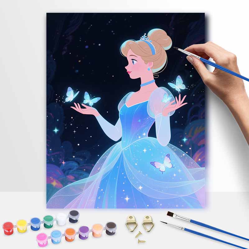 Disney Cinderella oil painting hand painting coloring painting handmade diy home decoration gift 20x30cm