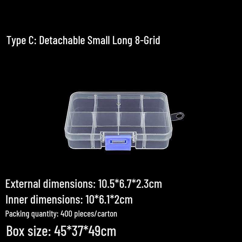 

Компактный прозрачный пластиковый органайзер с 8 отделениями для хранения нейл-арта, рыболовных крючков, винтов и мелких деталей