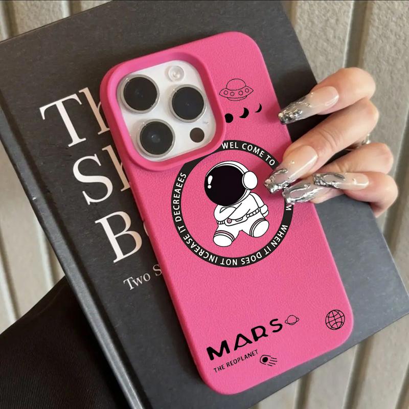 Cool Cartoon Astronaut Phone Case For iPhone 16 Pro 15 14 17 13 11 Pro Max 12 Plus Shockproof Lichee Pattern Soft Silicone Cover