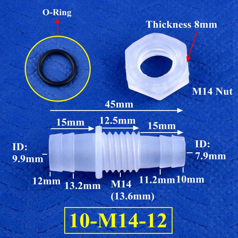 M6-M16 To 3-12mm Direct Connectors With Hex Nut  O-Ring Aquarium Tank Air Pump Adapter Garden Irrigation PP Pagoda Hose Joint