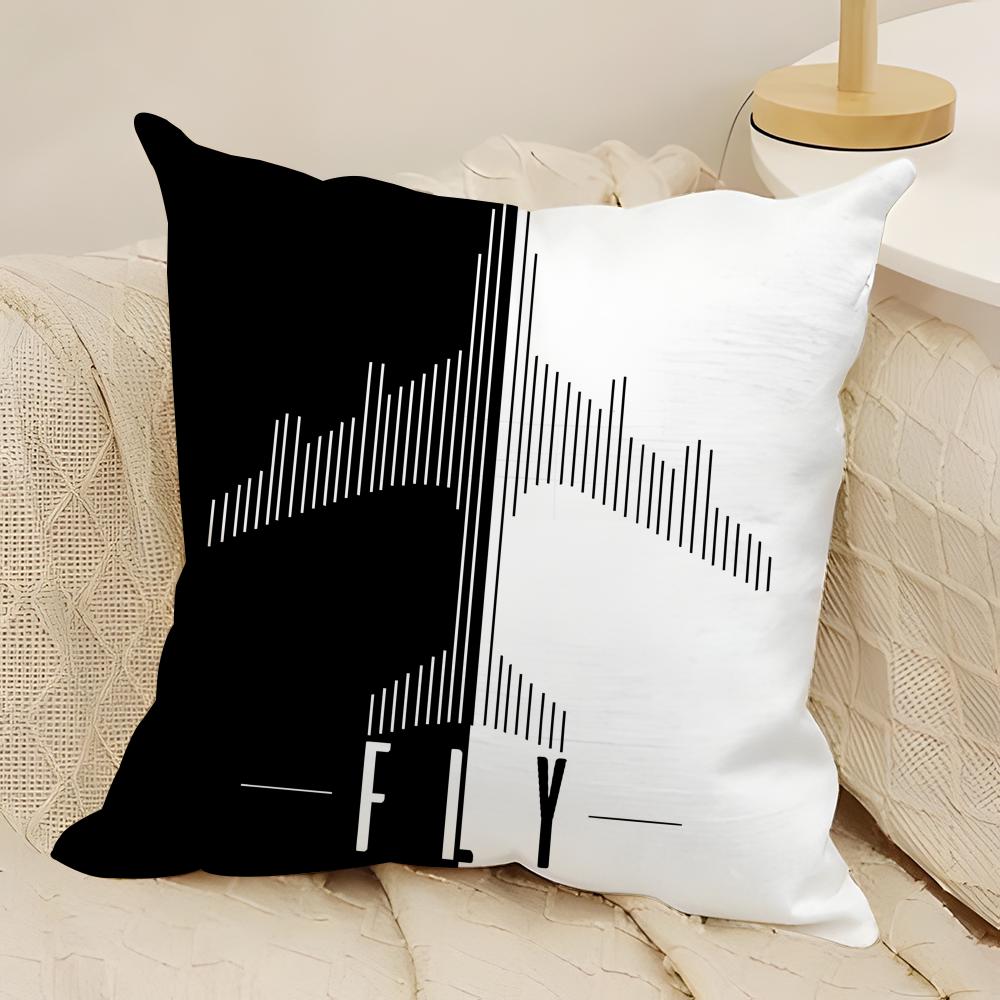 Black Pattern For Airplane Pilots 2 Pillow Case Natural Linen Double-Sided Printing Sofa Home Decor Cushion Cover