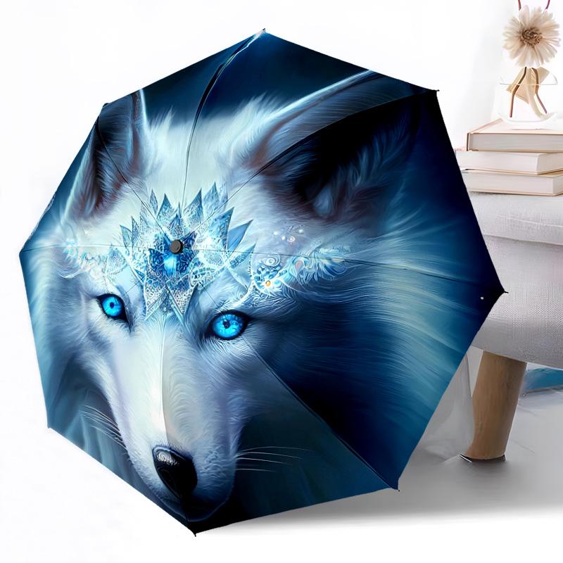 Wolf Dreamcatcher Mandala Outdoor Automatic Umbrella Retractable Design with 8-Rib Durability Lightweight Perfect Gift for Friends Family