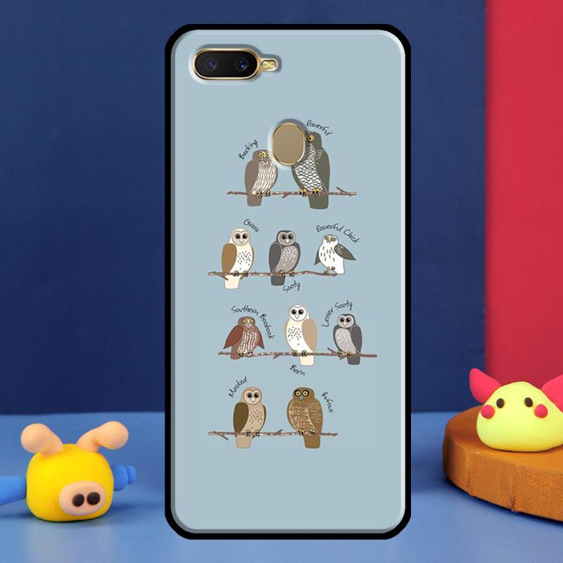 Fashion Cartoon Owl Case For Oppo A16 A76 A96 A58 A78 A98 A5 A9 A91 A15 A17 A77 A52 A72 A74 A94 A54S A57S Cover