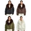 Womens Thick Puffer Coat With Faux Fur Collar Short Warm Winter Jacket Loose Fit Street Style