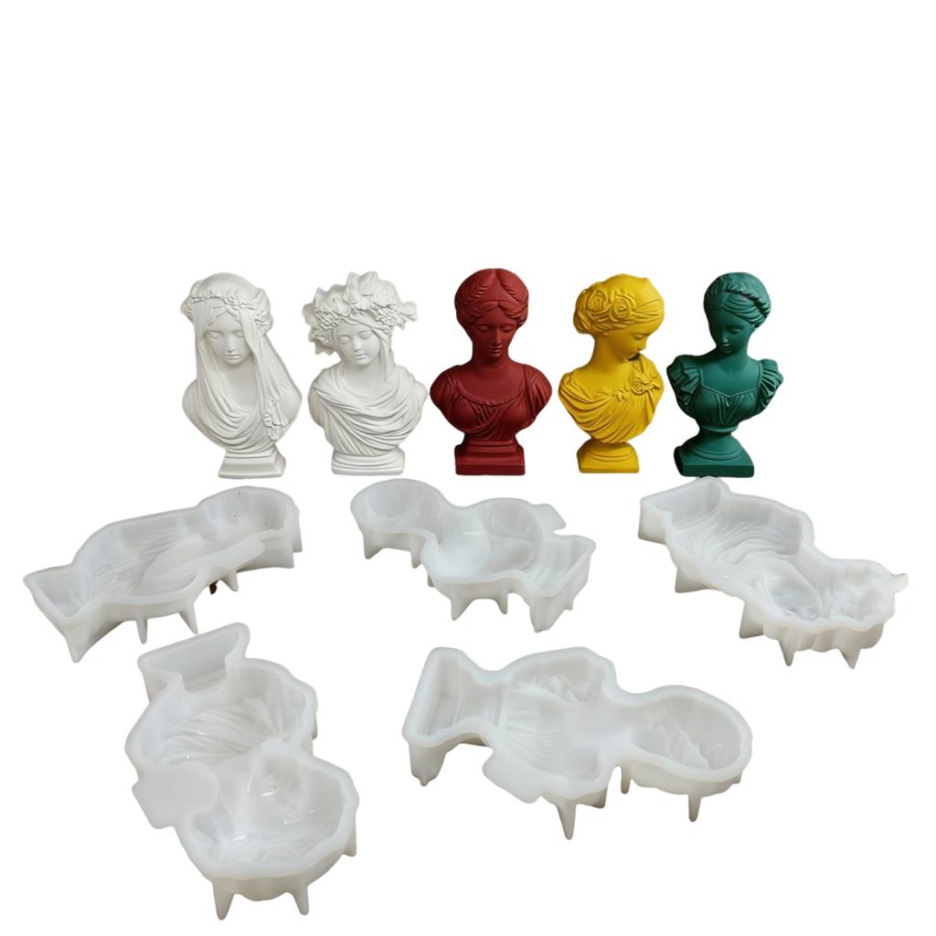 Classical Silicone Mold Flexible Home Decor Mold 3d Female Bust Mold Elegant For Home Decor Artistic Sculpture Aromatherapy