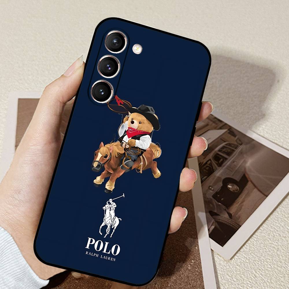 D-CartoonS Bear R-PoloS Phone Case Black Ultra-thin Shockproof Case For Samsung S24/S25/S22/S30/Note20/Lite/Ultra/5G/Plus/FE