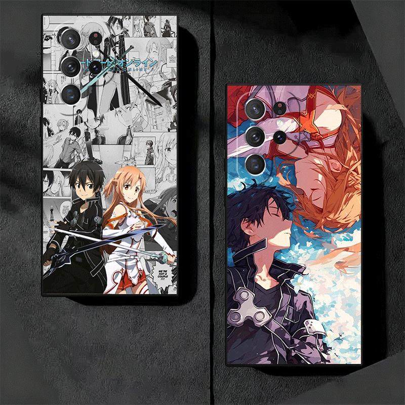 S-Sword O-Online SAO Anime Soft Phone Case for Samsung Galaxy S26 S25 Edge S24 Ultra S23 Plus S22 S21 FE S20 Black Cover Back Sh