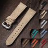 Vintage Suede Läderklockarmband 18mm 19mm 20mm 22mm för Seiko Handgjord Armband Spänne Universal Snabbkoppling Klockarmband