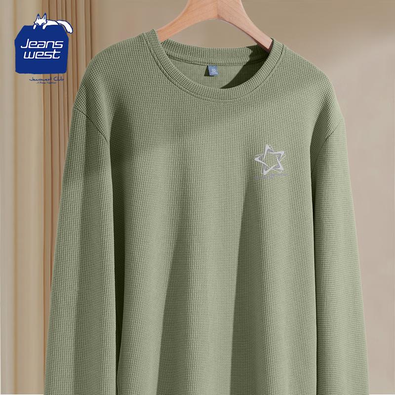 

JEANSWEST CLUB Men s Waffle Knit Long-Sleeve Round Neck T-Shirt XL