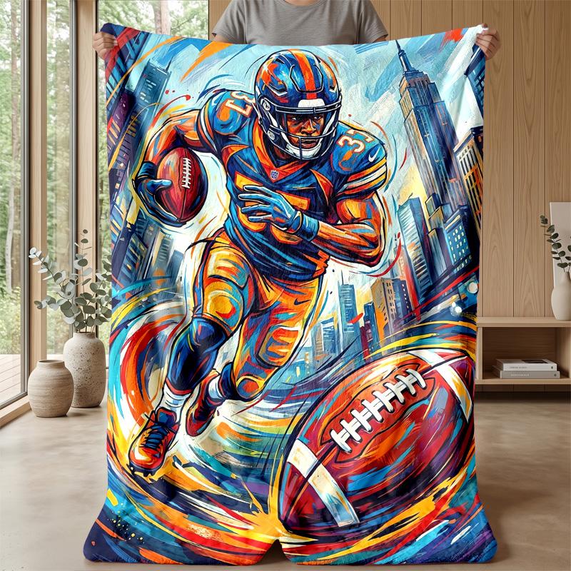 American Football Helmet blanket Personalized Name Flannel Blanket Soft Cozy Plush Throw for Sofa Bed Lightweight Home Decor