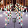5 - In - 1 Red & Green Solar - Powered Candy Cane Lights With Snowflake Ornaments, Christmas Decor For Outdoor Yard P2G6