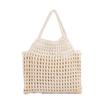 Women Hollow Out Clutches Top-handle Bag Hand-woven Shoulder Bag with Cott Thread Summer Beach Shopper Satchel Female Handbags