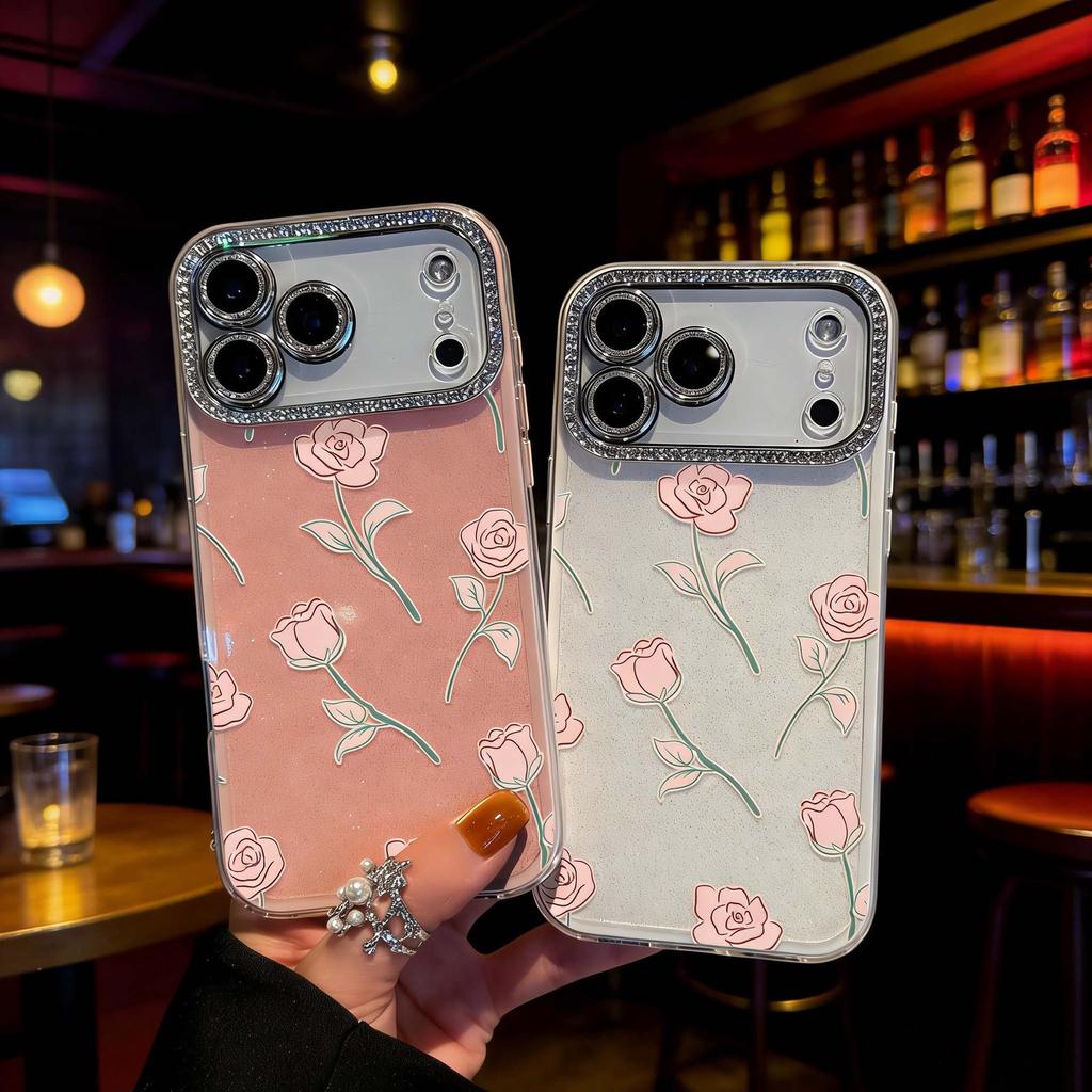 Hand-Painted Rose Case for Apple iPhone 17 Pro Max - Compatible with iPhone 13/15/14/11, Female Design