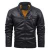 Leather jacket men's European size autumn and winter velvet warm casual jacket PU leather stand-up collar locomotive trendy men's clothing