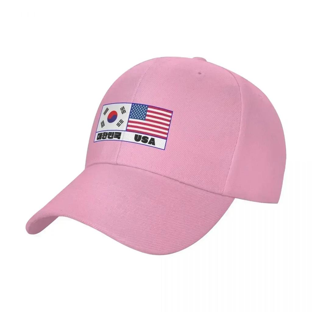 South Korea Flag USA Flag Baseball Cap Sunhat Golf Wear Unisexs Luxury Womens