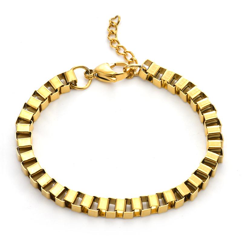 European-American Trend 18K Gold Plated Titanium Steel Cuban Chain Bracelet - Non-fading, Thick Design