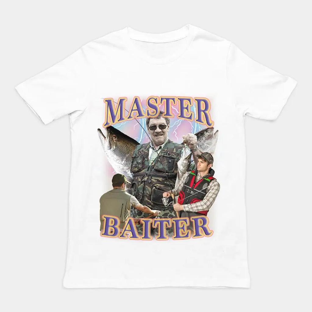 Funny  Rude Master Baiter TShirt Y2K Vintage Printed Cotton Shortsleeved Casual Fashion Loose Streetwear Roundneck Sport Top