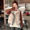Autumn and winter down cotton vest women's short loose and thickened new stand-up collar splicing cotton vest vest jacket