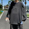 2024 Men's Long-Sleeved T-shirt Autumn Undershirt Long Sleeve Cotton Autumn Hong Kong Style Printing Loose Trendy Top