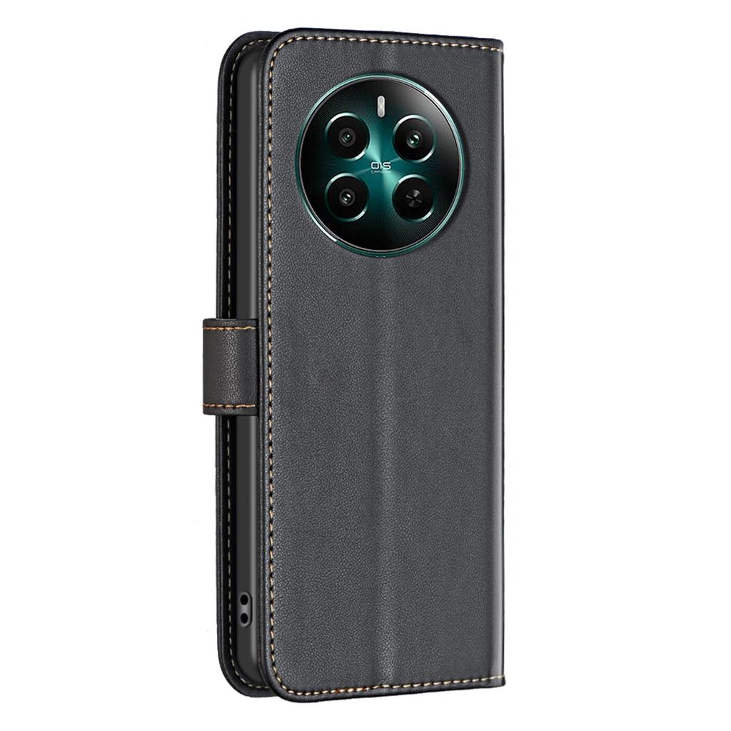 BINFEN COLOR BF17 For Realme 12 4G/12+ 5G Case PU Leather Folio Magnetic Clasp Stand View Phone Cover