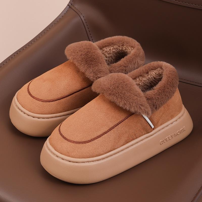 2025 New Cotton Slippers Women's Autumn and Winter Indoor Home Bag and Thick-soled Plush Cotton Slippers Men's Winter Wear