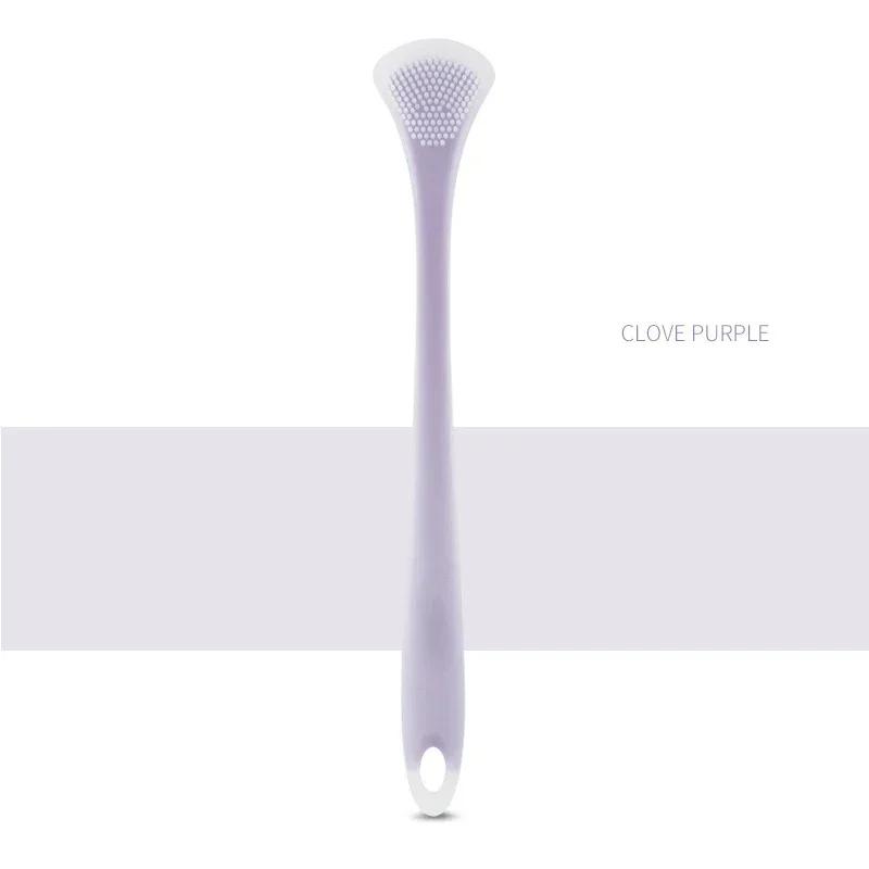 Soft Silicone Tongue Scraper Brush Double Side Massage Tool for Oral Care Fresh Breath Health