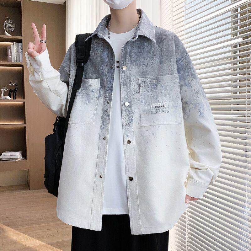 Men's Gradient Denim Jacket - Stylish Spring/Autumn College Style