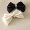 JMXD-French Retro Elegant Pearl Bow Hairpin Back Head Top Clip Femininity Satin Spring Horizontal Clip