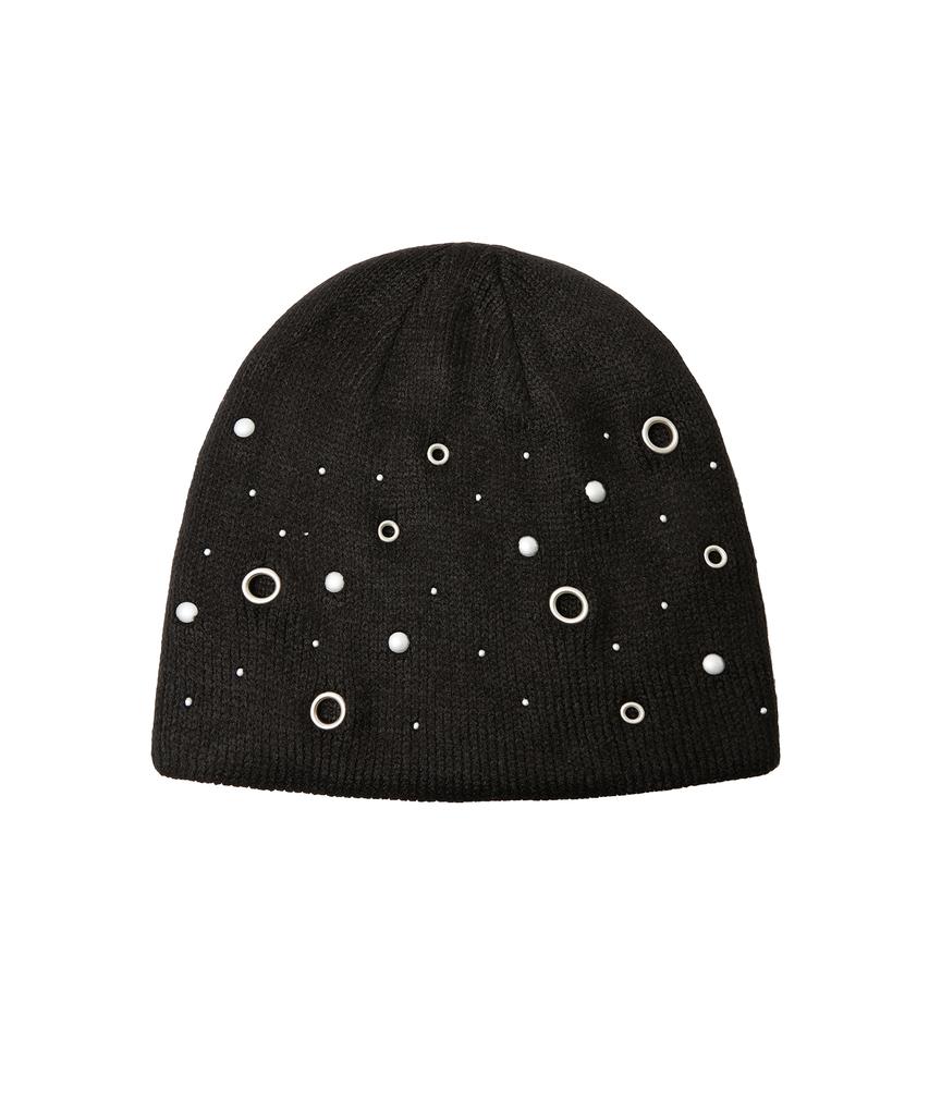 MIDNIGHT MOVE Eyelet Beanie (Black)
